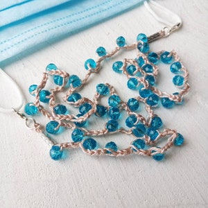 Blau Maskenhalter Maskenkette Brillenkette Brillenhalter Brillenständer Maske Schlüsselband Perlen Brillenkette Taille Perlen