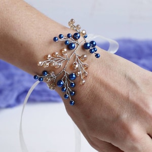 Royal blue Corsage and boutonniere set bridal wrist corsage flower prom corsage prom flower wrist corsage bridesmaid corsage girl corsage