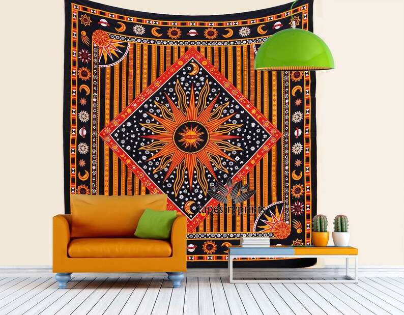 Multi Colors Sun Moon Star Tapestry Twin and Queen Size ...