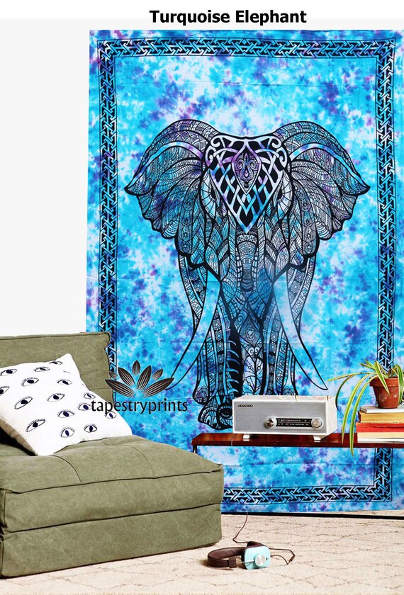 Twin Size Boho Elephant Print Tapestry Wall Hanging Wall Decor 100 Cotton Tapestry