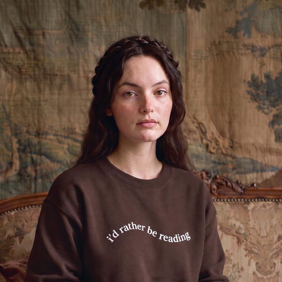 I'd Rather Be Reading Crewneck | Embroidered Bookish Sweatshirt Gift