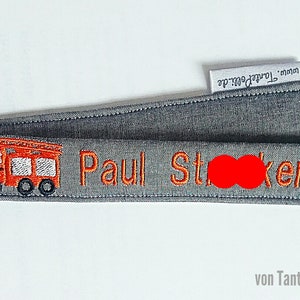 Schlüsselanhänger-Schlüsselband-Name-Spruch-personalisiert-Lanyard-Schlüsselband grau mit Feuerwehr Bild 4