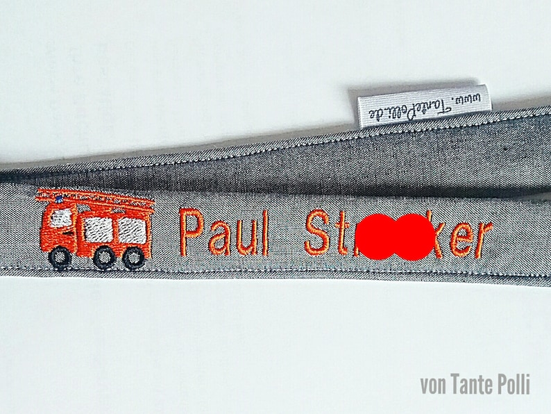 Schlüsselanhänger-Schlüsselband-Name-Spruch-personalisiert-Lanyard-Schlüsselband grau mit Feuerwehr Bild 4