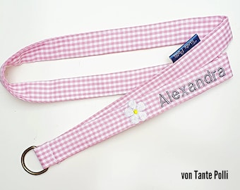 Porte-clés Lanychain Nom-Phrase-Personnalisé-Lanyard Lanyard Lanychain Rose Damier, Gris Brodé