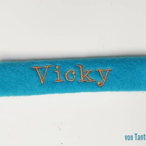 Hobbyhorse Nose pads for halters and bridles with names turquoise, orange embroidered