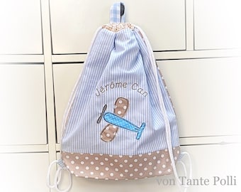 Bag for kindergarten, kindergarten backpack, gym bag, name, personalized, diaper bag kindergarten bag as backpack airplane