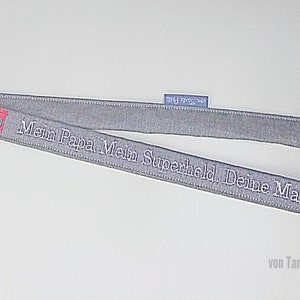 Schlüsselanhänger-Schlüsselband-Name-Spruch-personalisiert-Lanyard-Schlüsselband grau mit Feuerwehr Bild 2