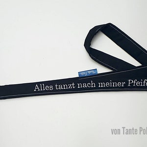 Gift for coaches and teachers, band with whistle black, white embroidered