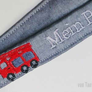 Schlüsselanhänger-Schlüsselband-Name-Spruch-personalisiert-Lanyard-Schlüsselband grau mit Feuerwehr Bild 3