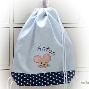 Borsa per l'asilo, borsa da palestra, nome, ricamato, borsa per pannolini - borsa da asilo come zaino mouse