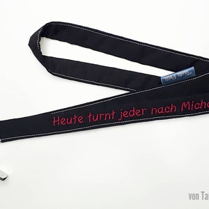 Gift for trainer and coach, band with whistle black, pink embroidered