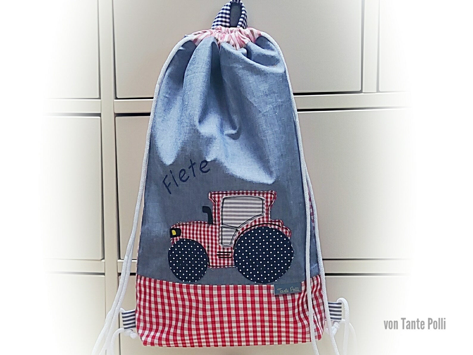 Bag for the kindergarten, gym bag, name, embroidered, diaper bag - kindergarten bag as a backpack tractor