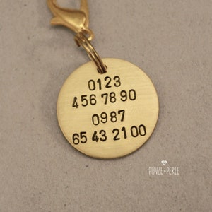 Hundemarke gold kleines Herz, Messing, geprägt mit Telefonnummer image 5