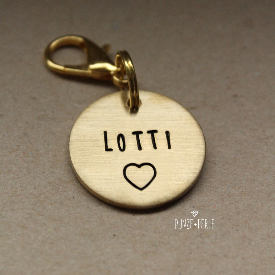 Hundemarke Gold schlichtes Herz, Messing, Geprägt, Mit Telefonnummer Etsy