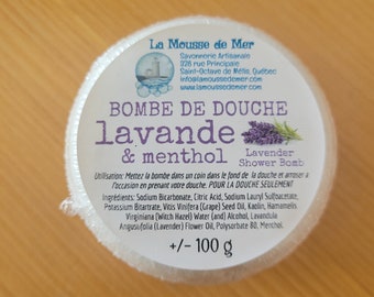 Lavande et Menthol - Bombe de DOUCHE naturelle fait à la main au Québec, Shower Bomb