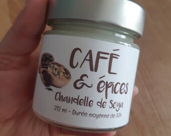 Coffee and Spices - Soy Candle - Hand-poured candle, made in Quebec, handmade soy candle Coffee and Spices