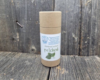 Patchouli (tube de carton compostable) - Déodorant naturel fait à la main au Québec, handmade natural deodorant, zéro déchet