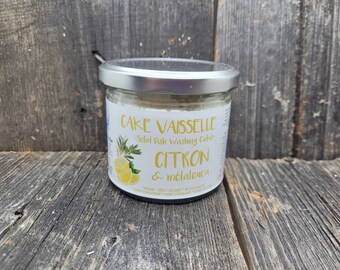 Citron & Mélaleuca - Cake Vaisselle - handmade in Quebec, handmade solid dish cake, zero waste, no waste