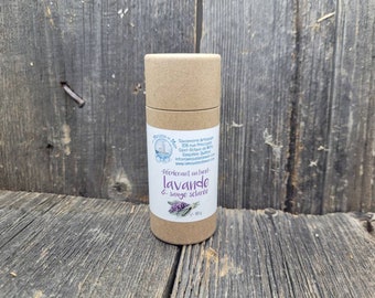 Lavender & Clary Sage (compostable cardboard tube) - Natural deodorant handmade in Quebec, handmade natural deodorant, zero waste