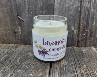 Lavender & Chamomile - Soy candle - Hand-poured candle, made in Quebec, handmade soy candle Lavender Chamomile