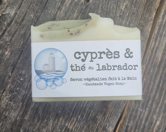 Té de ciprés y labrador - Jabón vegano de leche de coco hecho a mano en Quebec, jabón vegano natural hecho a mano