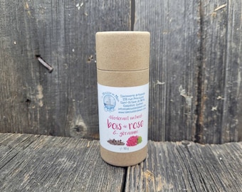 Rosewood & Geranium (compostable cardboard tube) - Natural deodorant handmade in Quebec, handmade natural deodorant, zero waste