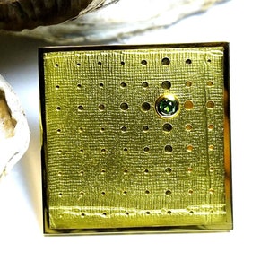 Qudratischer Anhänger, Tsavorit-Anhänger, 750 er Gold, 18 ct Gelbgold, grüner Granat Bild 1