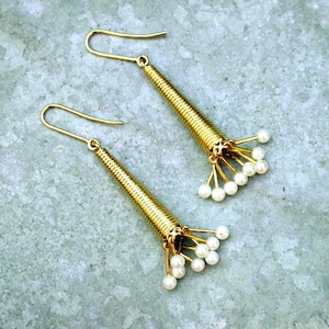 Perlen-Ohrhänger, 750 er Gold, 18 ct Gelbgold, Zuchtperlen Bild 1