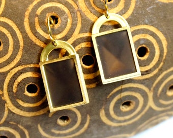 Smoky quartz earrings, 750 gold, 18 ct yellow gold