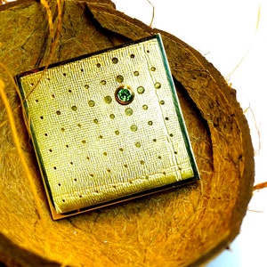 Qudratischer Anhänger, Tsavorit-Anhänger, 750 er Gold, 18 ct Gelbgold, grüner Granat Bild 2