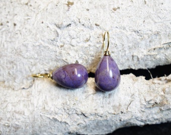 Jade Earrings, 750 Er Rosé Gold, 18ct Gold, Lavender Jade, Real Jade