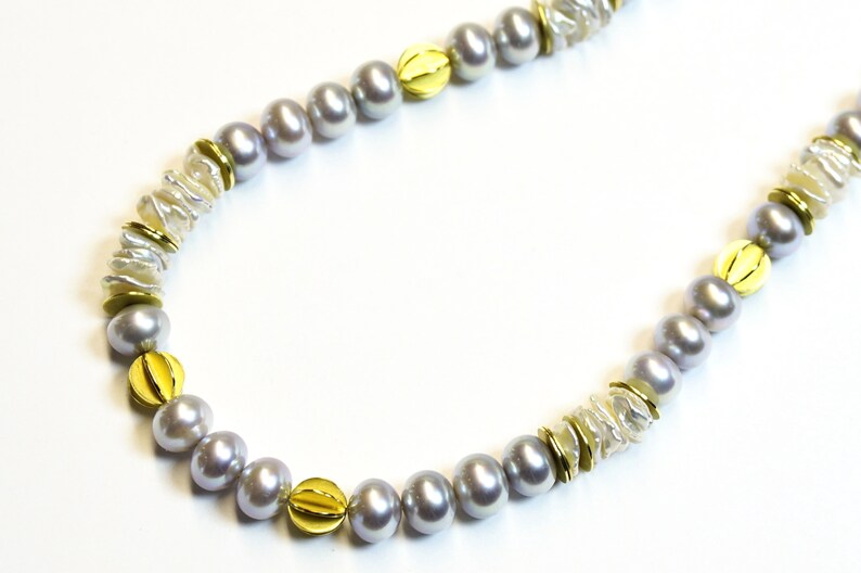 Perlen-Kette, Süßwasser-Perlen, 18 ct Gold, 750 er Gelbgold Bild 1
