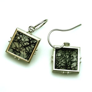 Silver earrings DICKICHT rock crystal with tourmaline needles, tourmaline quartz, 925 sterling silver image 2