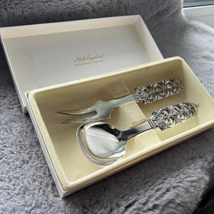 Vintage silver spoon(potato)and fork(fish), Scandinavian