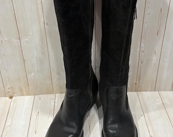 Womens Black Leather Riding Boots Size 5.5/Vintage Born Boots