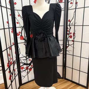 chinese dress ladies Long Sleeve Peplum Wrap Dress S/M / Black main image 0