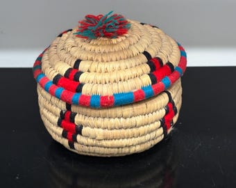 Handwoven Coil Storage Basket/ Vintage Rope Trinket Box/ Home Decor Gift
