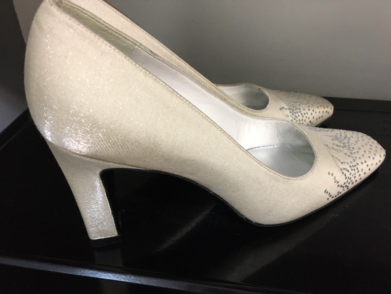 Stuart Weitzman Champagne Embellished Pumps Vintage Wedding Shoes