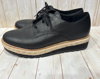Zwarte leren dames veterschoenen maat 8,5 "