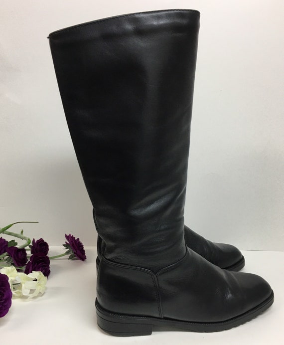 Pull on Black Boots, Womens knee high boots, Prepp