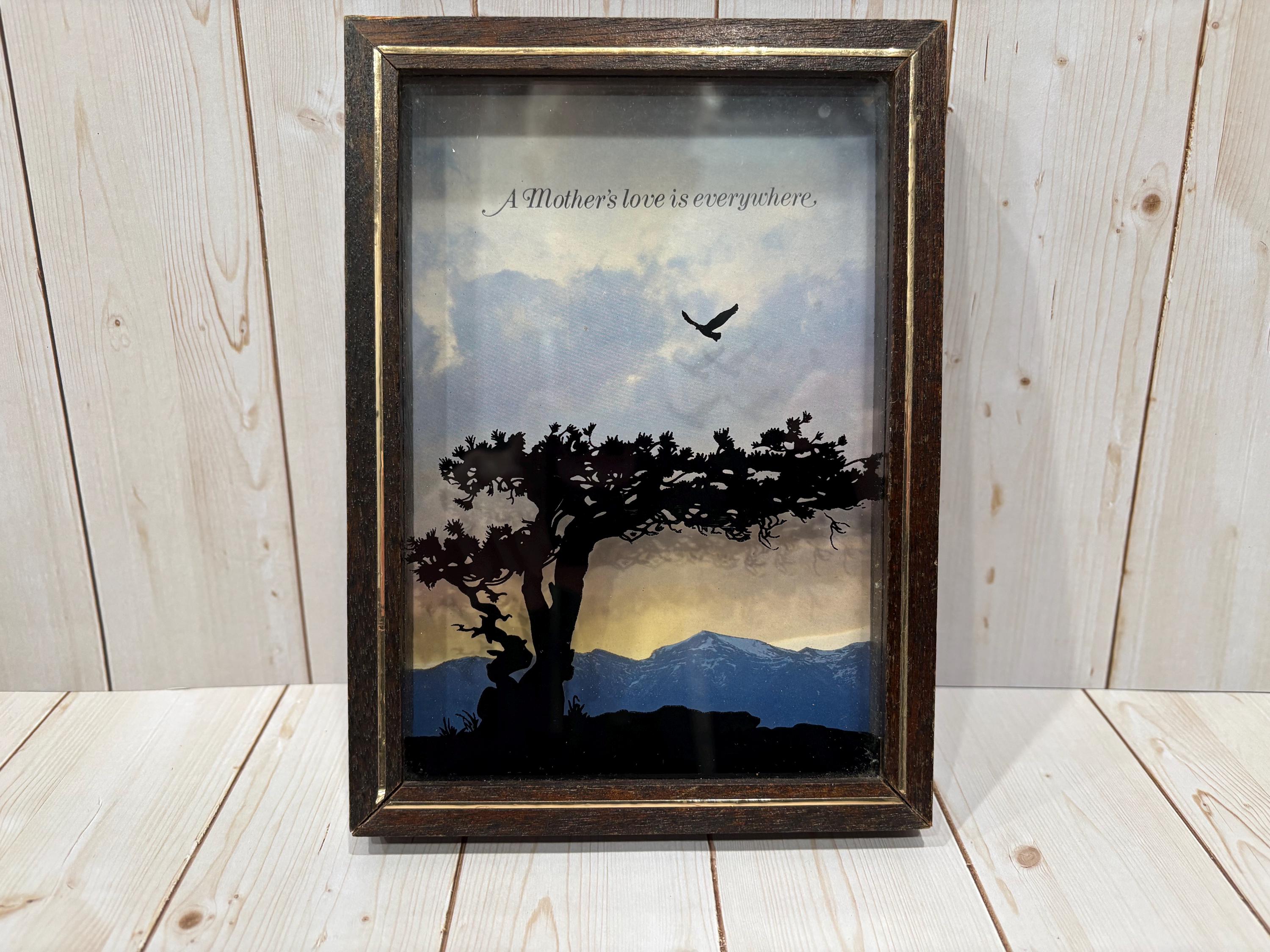 Vintage Mid Century Reverse Painted Glass Mother Wall Hanging