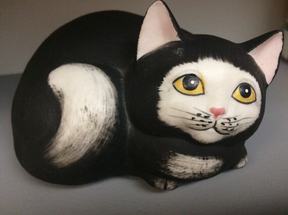 Musical Cat Figurine Chat Noir Et Blanc Joue La Chanson De Etsy