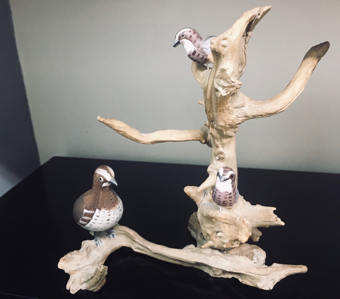 Drift Wood Bird Sculpture Shore Birds on Driftwood Statue Etsy