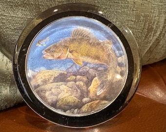 Vintage Walleye Fish Paperweight, Enesco England, Angler Gift
