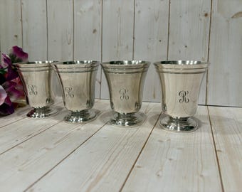 Birks Silver Regency Plate England Monogram R Mint Julep Cups / Cordial/ Shot Glasses