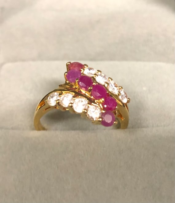 Sterling Silver 925 Vermeil Ruby CZ Ring