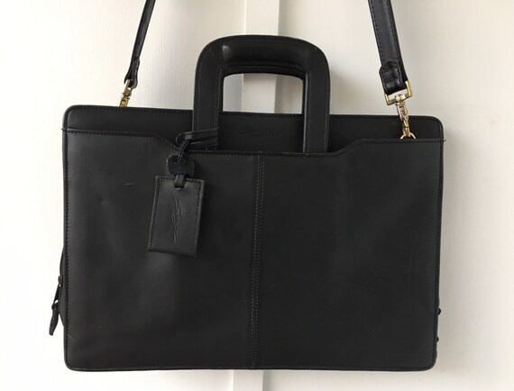 Vintage Black Leather Briefcase Attaché Case/Lapto