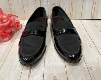 Mens Tuxedo Black Leather Patent Loafers Shoes Size 9 M  display picture 1