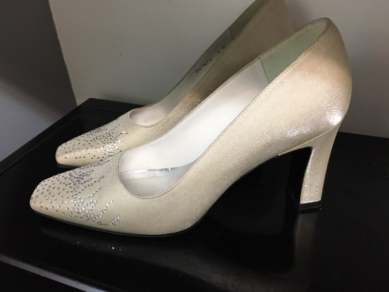 Stuart Weitzman Champagne Embellished Pumps Vintage Wedding Shoes