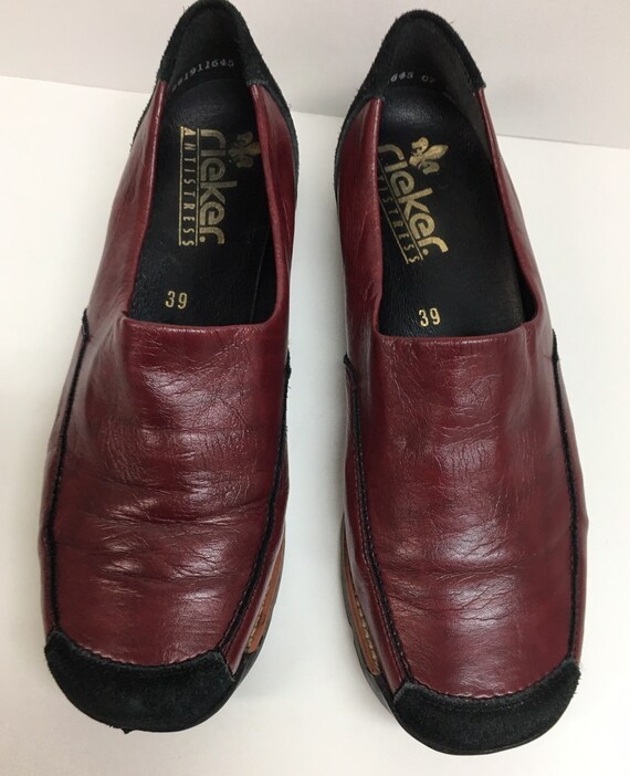 Vintage womens shoes - Red leather square toe loaf